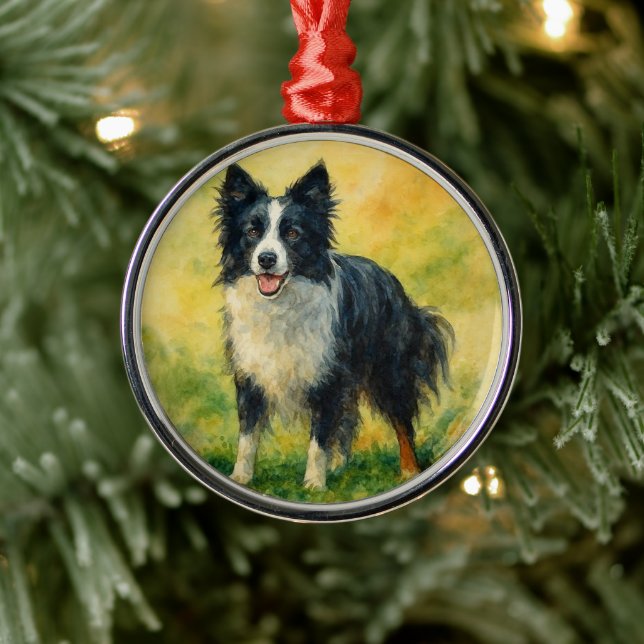 Adorno Metálico Border Collie (Árbol)