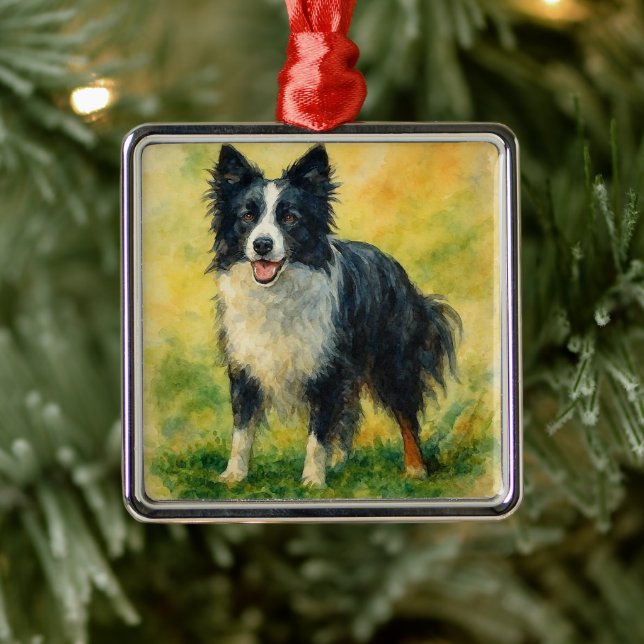 Adorno Metálico Border Collie (Árbol)