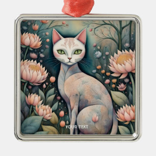 Adorno Metálico Bosque de flores de gatos ricas de fantasía