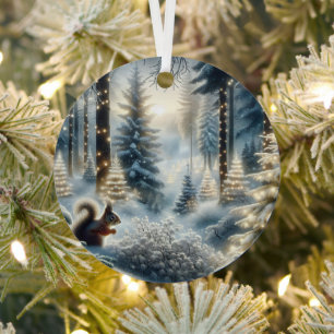 Adorno Metálico Bosque mágico encantado de Navidad de ardilla