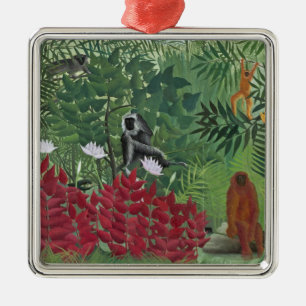 Adorno Metálico Bosque tropical con Monkeys, 1910 (aceite en lona)