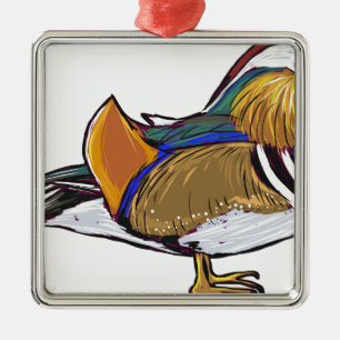 Adorno Metálico Bosquejo del pato de mandarín