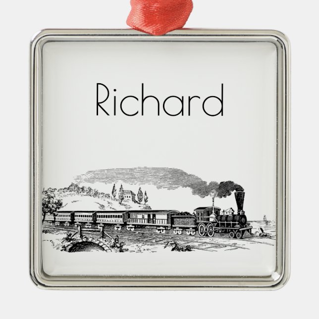 Adorno Metálico bosquejo del tren del vintage (Frente)