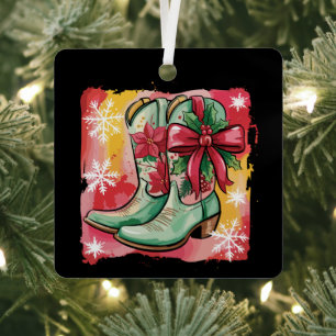 Adorno Metálico Botas de vaquera de Navidad Coquette occidental el