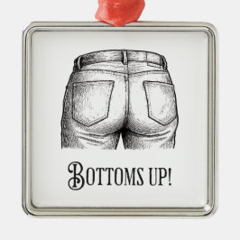 Adorno Metálico Bottoms Up! Funny White Elephant Gift Christmas