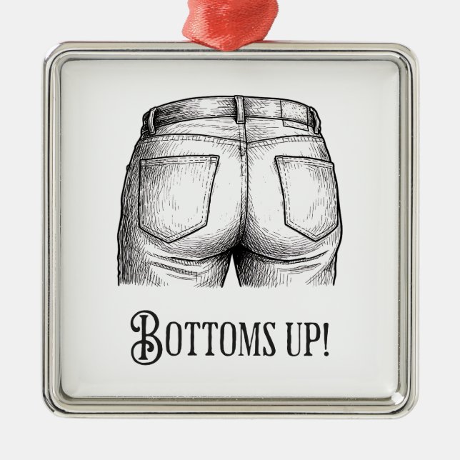 Adorno Metálico Bottoms Up! Funny White Elephant Gift Christmas (Frente)