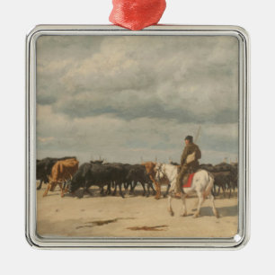 Adorno Metálico Bovino a orillas del mar (por Eugène Burnand)