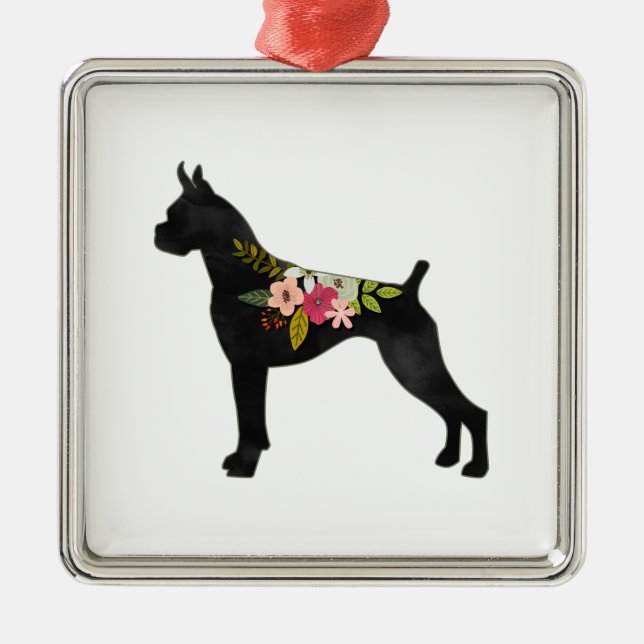 Adorno Metálico Boxer recortó orejas Boho Floral Silhouette (Frente)