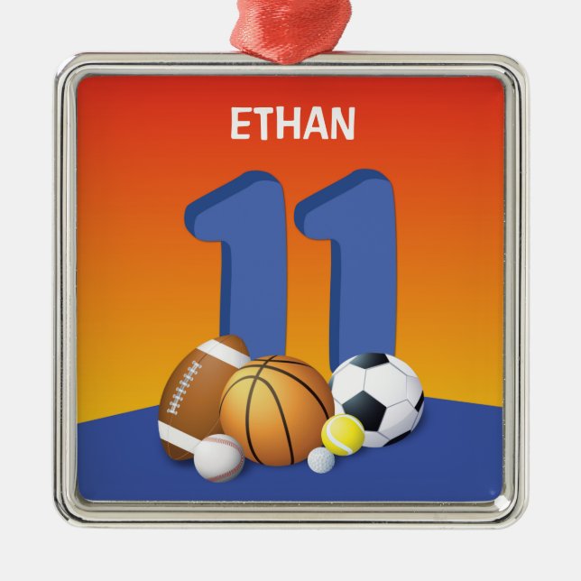 Adorno Metálico Boy 11th Birthday Sports Balls (Frente)