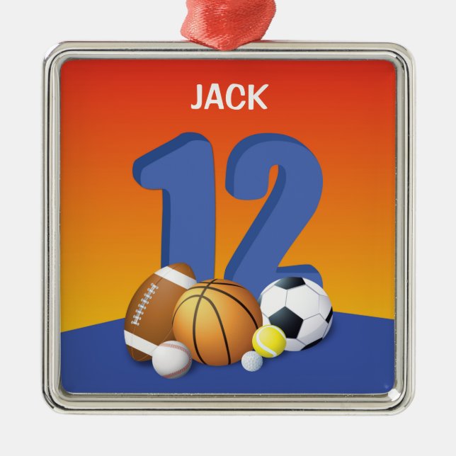 Adorno Metálico Boy 12th Birthday Sports Balls (Frente)