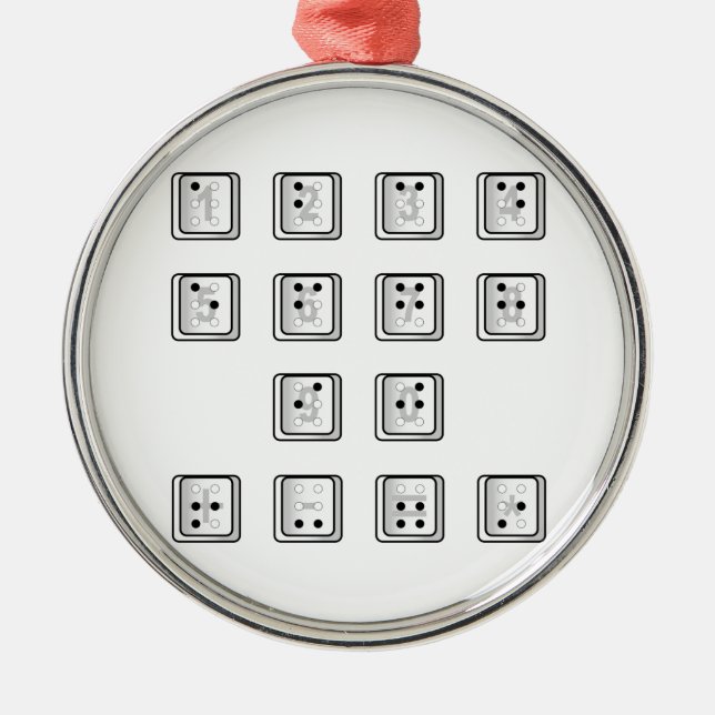 Adorno Metálico Braille Computer Key Numbers (Frente)