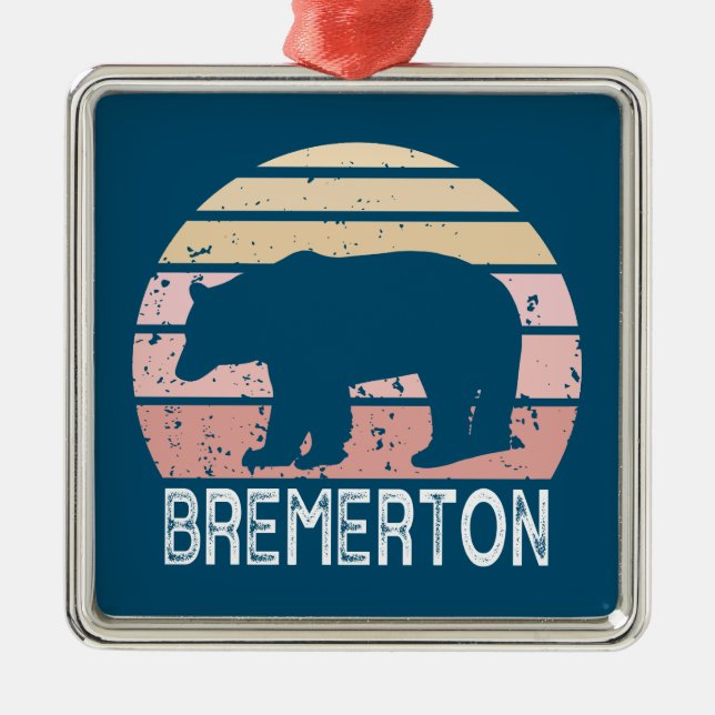 Adorno Metálico Bremerton Washington Retro Bear (Frente)