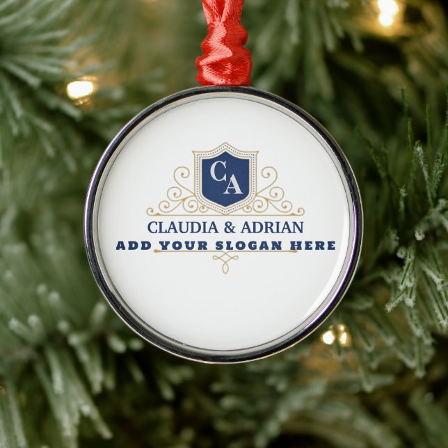 Adorno Metálico Bride And Groom Monogram Names Elegant Weeding (Árbol)