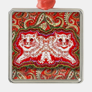 Adorno Metálico Brillantes gatos rojos psicodélicos (por Louis Wai