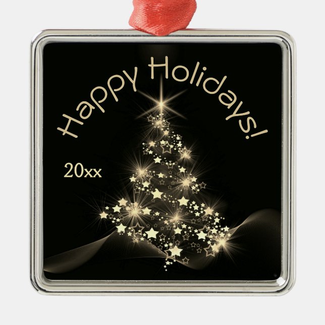 Adorno Metálico Brillo dorado de estrellas en el oscuro año del ár (Frente)