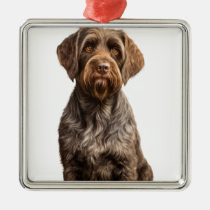 ADORNO METÁLICO BROWN WIREHAIRED APUNTANDO PERRO GRIFFON