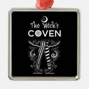 Adorno Metálico Bruja Coven Bruja Piernas Negro Blanco Halloween 