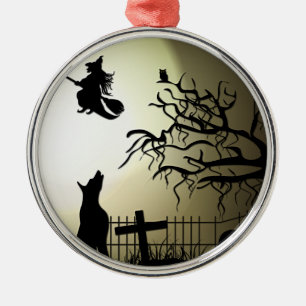 Adorno Metálico Bruja de Halloween y perro del grito