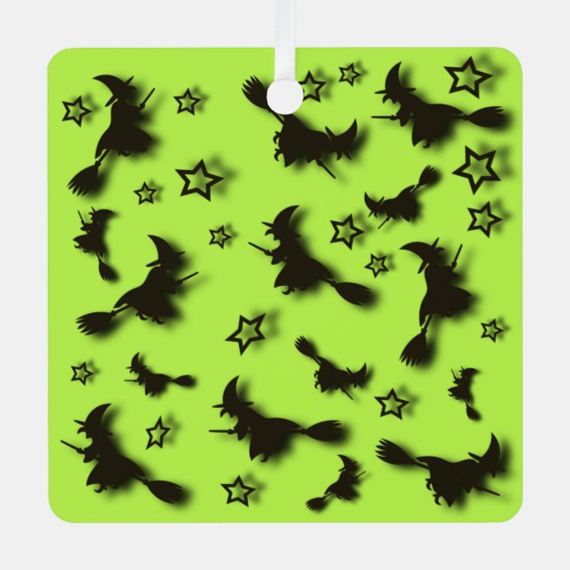 Adorno Metálico Bruja voladora entre las estrellas en la noche de  (Anverso)