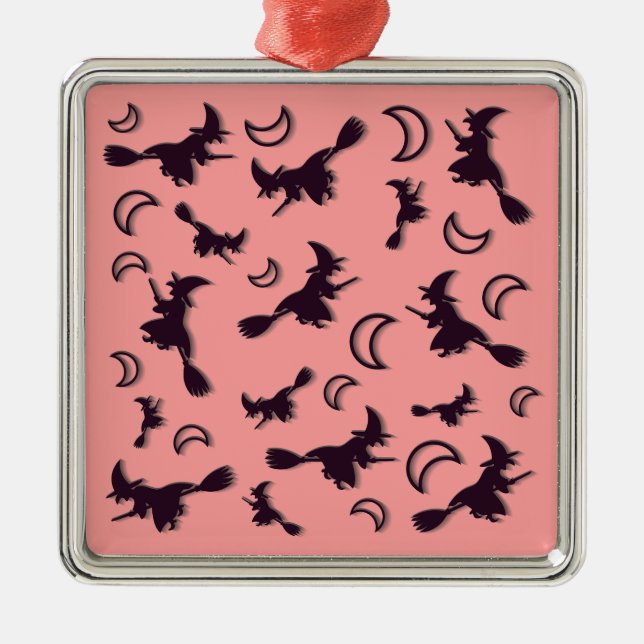 Adorno Metálico Bruja voladora entre media luna en la noche de Hal (Frente)