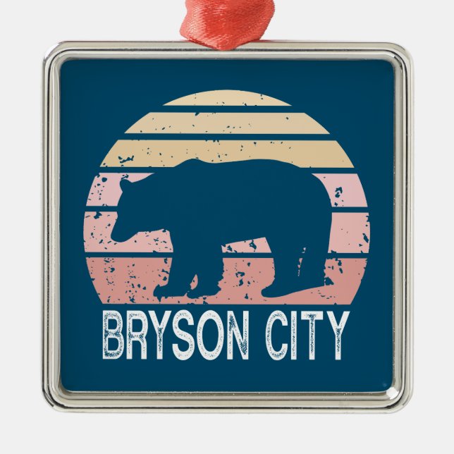 Adorno Metálico Bryson City North Carolina Retro Bear (Frente)