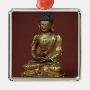 Adorno Metálico Buda Amitayus asentado en la meditación