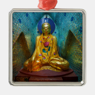 Adorno Metálico Buda en hornacina ornamentada