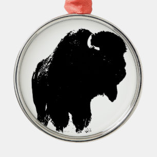 Adorno Metálico Búfalo de Bison Black & White Pop Art