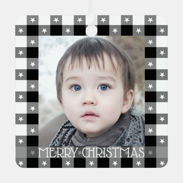 Adorno Metálico Búfalo lindo con nombre y foto personalizados de l (Anverso)