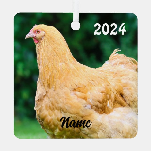Adorno Metálico Buff Orpington Hen personalizado - Pollo Mascota (Reverso )