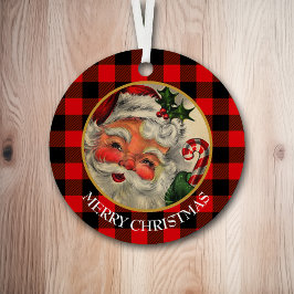Adorno Metálico Buffalo Plaid Classic Santa Claus