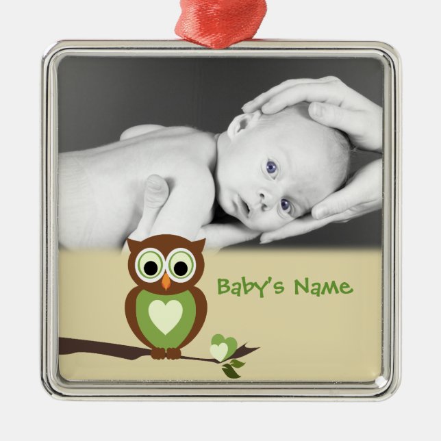 Adorno Metálico Búho/foto del bebé (Frente)