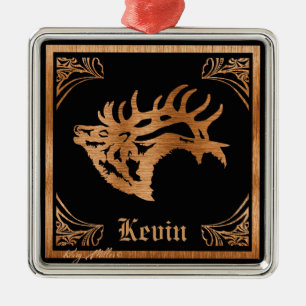 Adorno Metálico Bull Elk Wood Silhouette