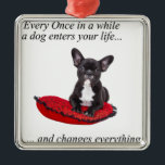 Adorno Metálico Bulldog francés con corazón y buena cita<br><div class="desc">Bulldog francés con corazón y buena cita</div>