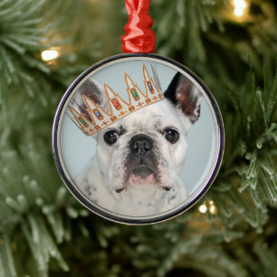 Adorno Metálico Bulldog francés con corona