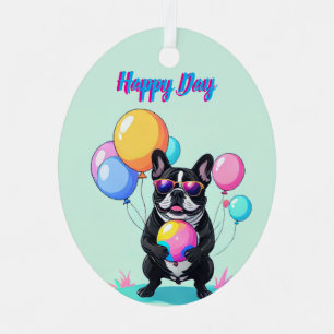 Adorno Metálico Bulldog Francés Día Feliz Bulldog Francés