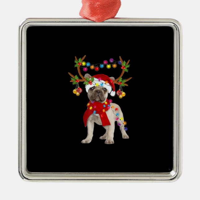 Adorno Metálico Bulldog francés: magnífico árbol de navidad de ren (Frente)