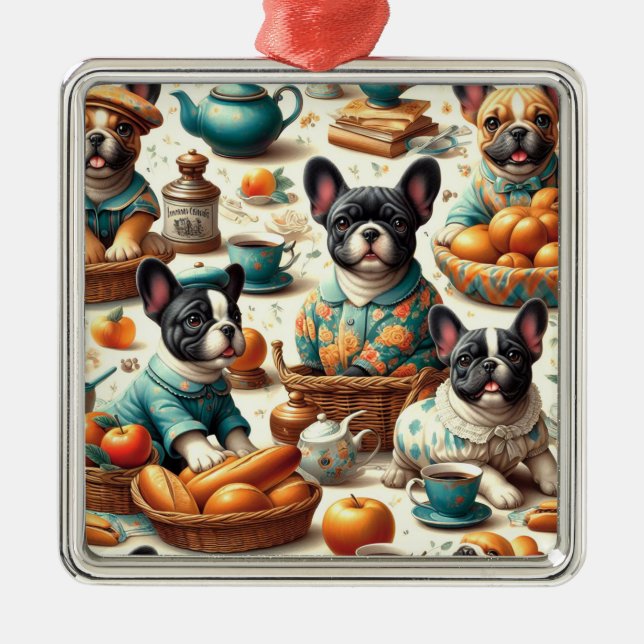 Adorno Metálico Bulldog francés vintage sin problemas (Frente)