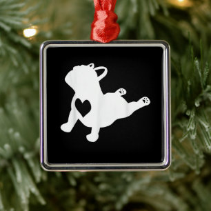Adorno Metálico Bulldog francés Yoga Love Heart Frenchie