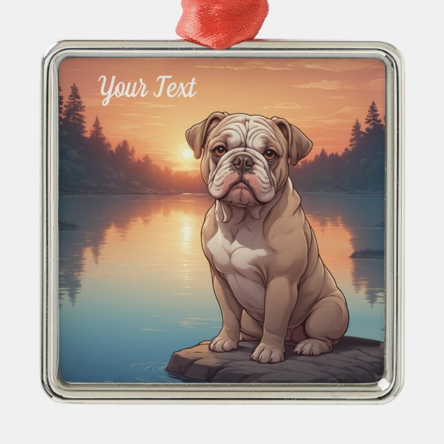 Adorno Metálico Bulldog por lago (Frente)