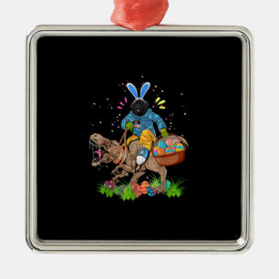 Adorno Metálico Bunny Newfoundland Dog Riding Dinosaur Easter