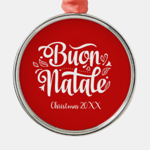 Adorno Metálico Buon Natale italiano personalizado Feliz Navidad