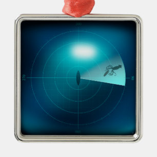 Adorno Metálico Buque Sonar Detectando a Kraken Sea Monster Nautic