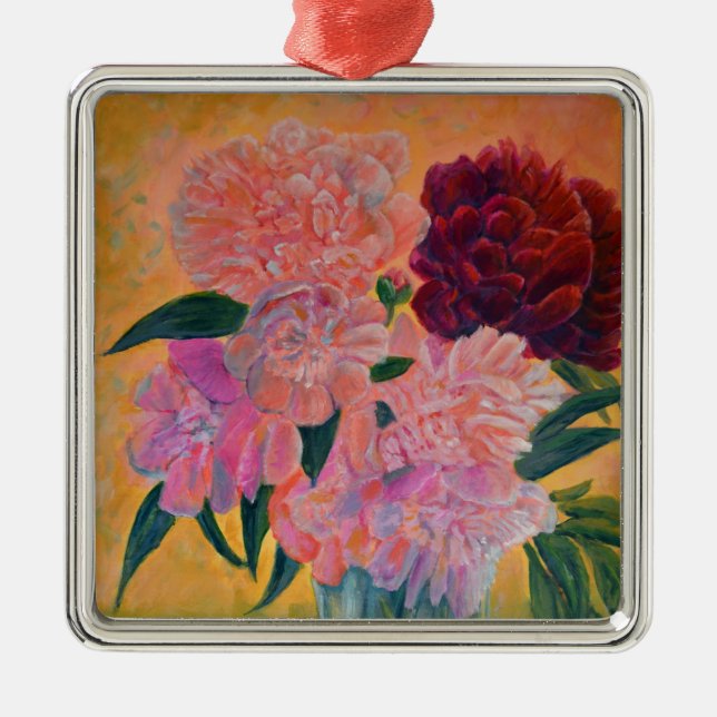 Adorno Metálico Buquet de Peony - Pintura de Peonies (Frente)