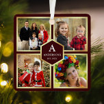 Adorno Metálico Burgundy and Gold 4 Pictures Family Photo Collage<br><div class="desc">Upload your favorite photos to make your own unique personalized keepsake photo gift.</div>