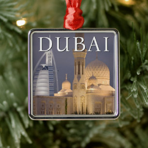 Adorno Metálico Burj al Arab Mezquita en Dubai por la noche