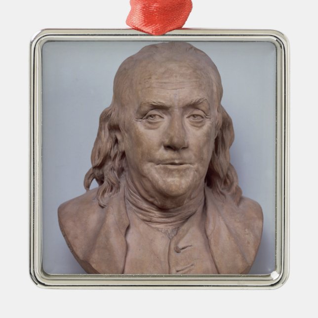 Adorno Metálico Busto de Benjamin Franklin 1778 (Frente)