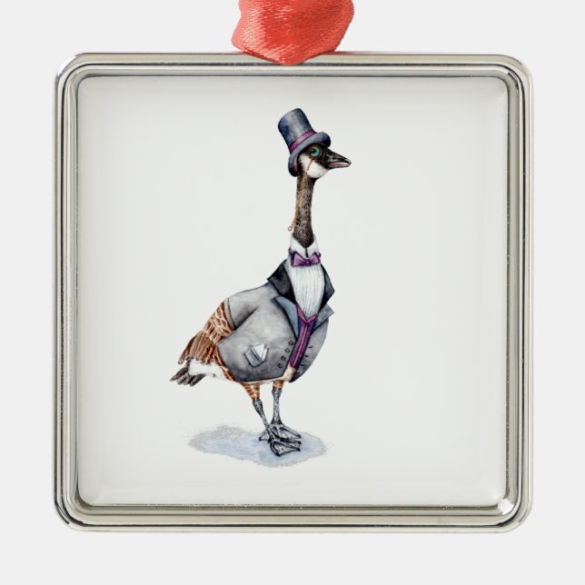 Adorno Metálico Caballero victoriano se porta con sombrero superio (Frente)