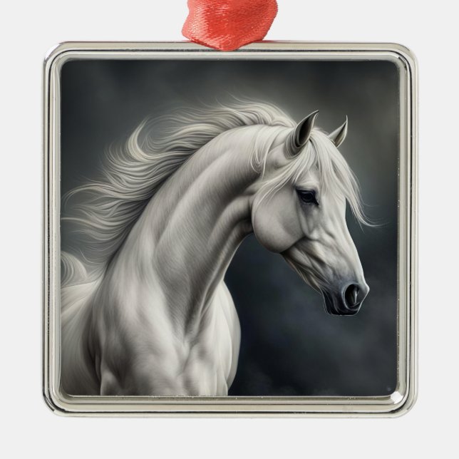 Adorno Metálico Caballo blanco hermoso (Frente)