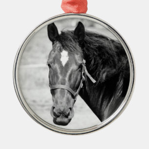 Adorno Metálico Caballo blanco negro